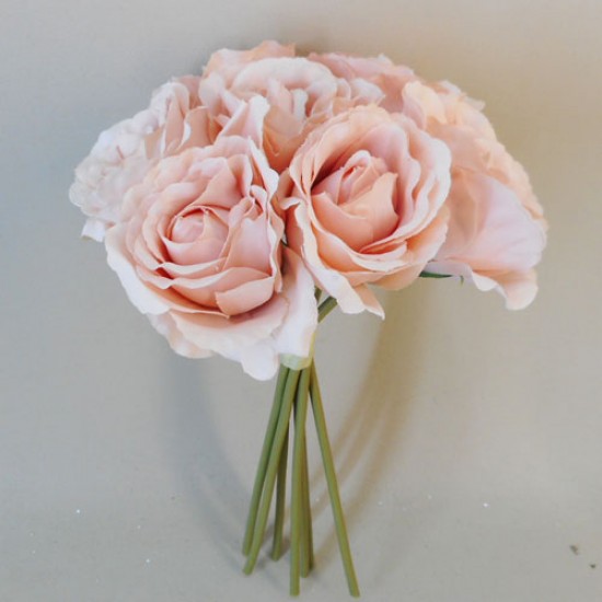 Artificial Roses Bunch Blush Pink 26cm | Artificial Flowers